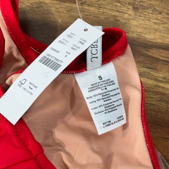 J. Crew Venetian Red BX611 Heritage Scoopneck Bikini Top Swimsuit Small NWT - Picture 3 of 3